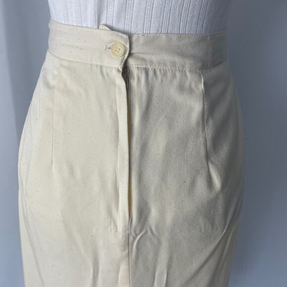 Vintage Pencil Skirt Size 8 Cream Off White Solid Midi Preppy Minimalist 80s 90s - Picture 9 of 14